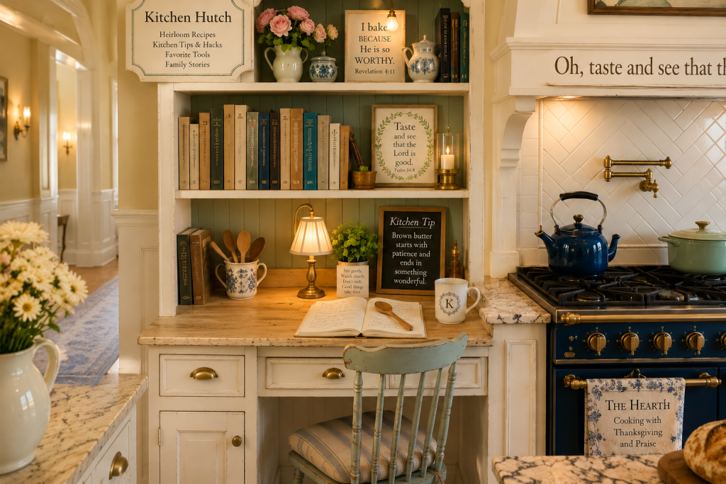 Baking basics and kitchen tips in the HeavenSpun Home Kitchen Hutch