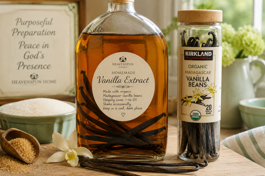 Homemade vanilla extract with Madagascar vanilla beans and sugar
